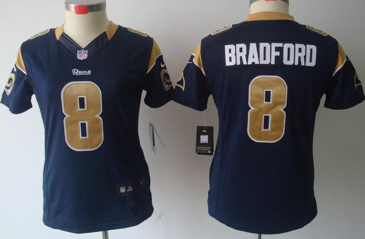 Cheap Women Nike St. Louis Rams 8# Sam Bradford Blue Game LIMITED NFL Jerseys