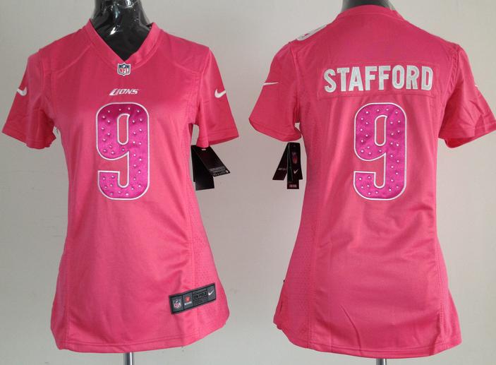 Cheap Women Nike Detroit Lions 9# Matthew Stafford Pink NFL Jerseys