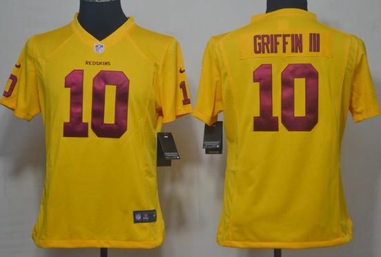 Cheap Women Nike Washington Redskins 10# Robert Griffin III Yellow Nike NFL Jerseys