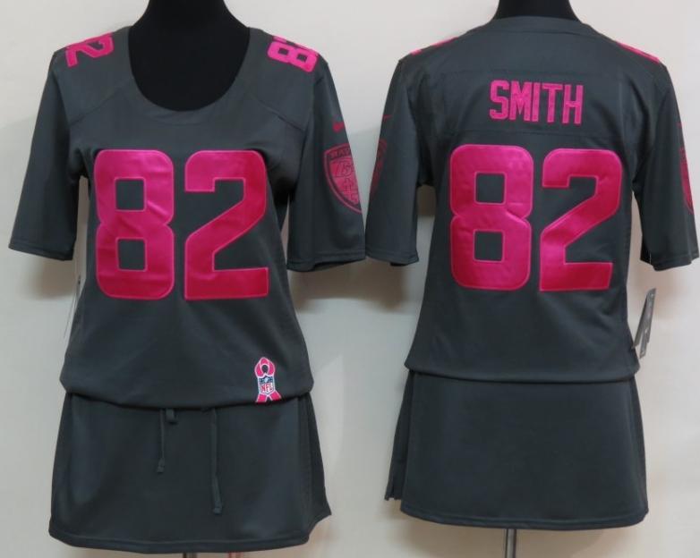 Cheap Women Nike Baltimore Ravens 82 Torrey Smith Breast Cancer Awareness Dark Grey NFL Jersey