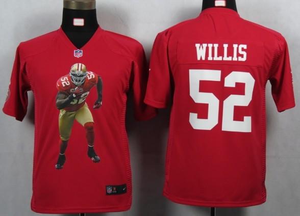 Kids Nike San Francisco 49ers 52 Willis Red Portrait Fashion Game Jerseys Cheap