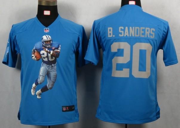 Kids Nike Detroit Lions 20 B.sanders Blue Portrait Fashion Game Jerseys Cheap