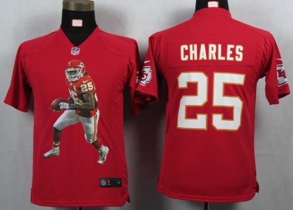 Kids Nike Kansas City Chiefs 25 Charles Red Portrait Fashion Game Jerseys Cheap