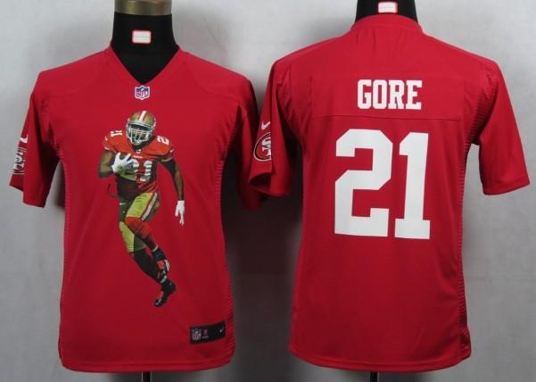 Kids Nike San Francisco 49ers 21 Gore Red Portrait Fashion Game Jerseys Cheap