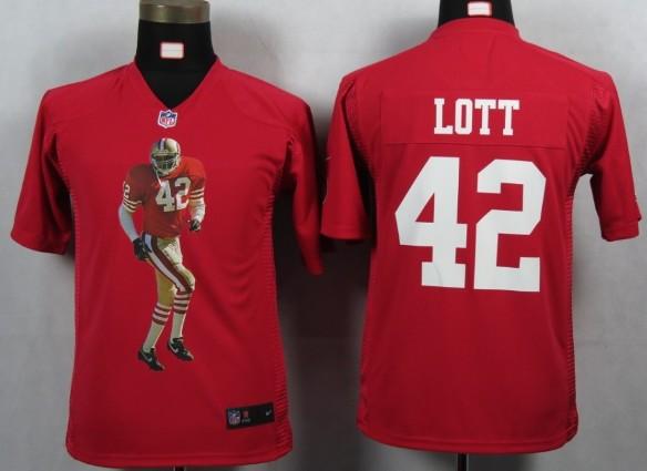Kids Nike San Francisco 49ers 42 Lott Red Portrait Fashion Game Jerseys Cheap
