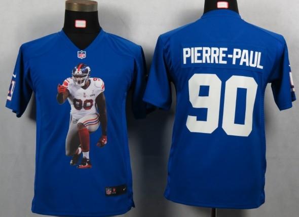 Kids Nike New York Giants 90 Pierre-paul Blue Portrait Fashion Game Jerseys Cheap