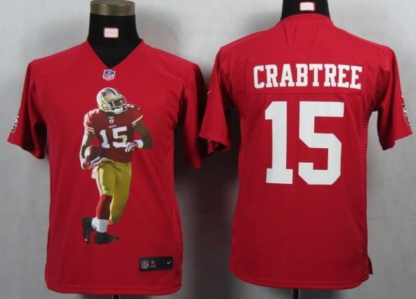 Kids Nike San Francisco 49ers 15 Crabtree Red Portrait Fashion Game Jerseys Cheap