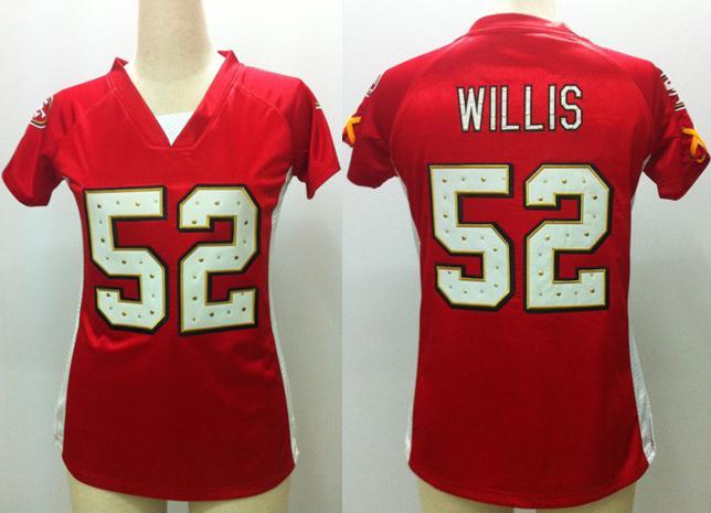 Cheap Women Nike San Francisco 49ers 52 Patrick Willis Red Womens Draft Him II Top Jerseys