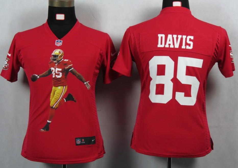 Cheap Women Nike San Francisco 49ers 85 Davis Red Portrait Fashion Game Jerseys