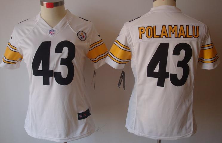 Cheap Women Nike Pittsburgh Steelers #43 Troy Polamalu White Game LIMITED Nike NFL Jerseys