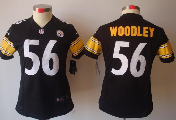 Cheap Women Nike Pittsburgh Steelers #56 Lamarr Woodley Black Game LIMITED Nike NFL Jerseys