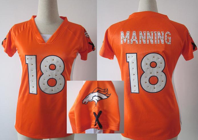 Cheap Women Nike Denver Broncos 18# Peyton Manning Orange Womens Draft Him II Top Jerseys