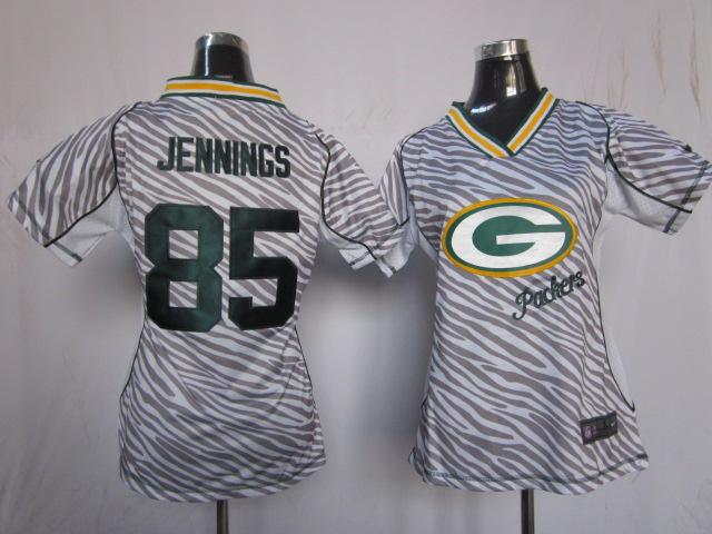 Cheap Women Nike Green Bay Packers #85 Greg Jennings Women's FEM FAN Zebra Nike NFL Jerseys