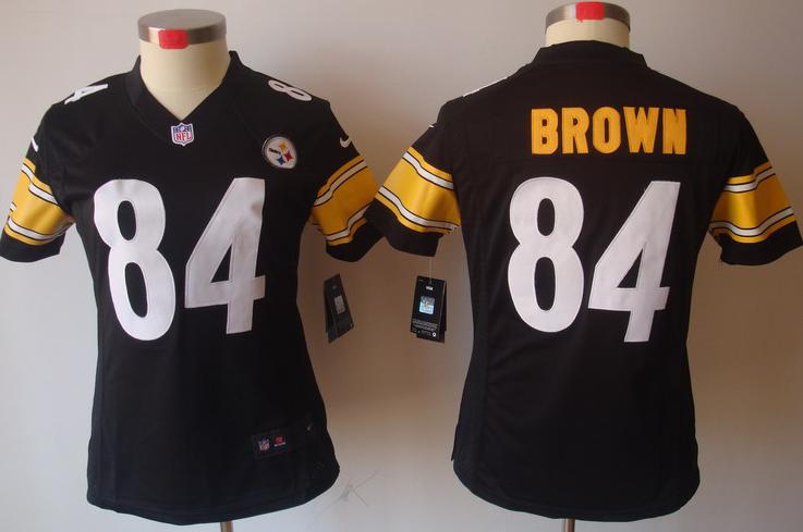 Cheap Women Nike Pittsburgh Steelers #84 Antonio Brown Black Game LIMITED Nike NFL Jerseys