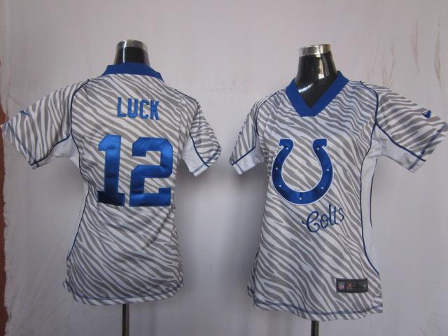 Cheap Women Nike Indianapolis Colts #12 Andrew Luck Women's FEM FAN Zebra Nike NFL Jerseys