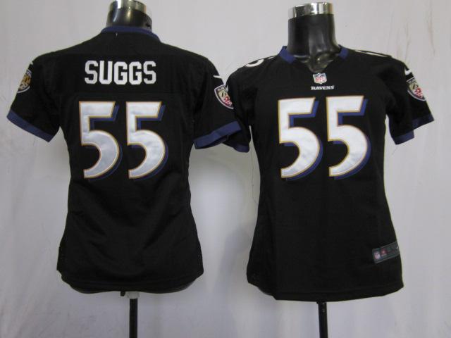 Cheap Women Nike Baltimore Ravens #55 Terrell Suggs Black Nike NFL Jerseys
