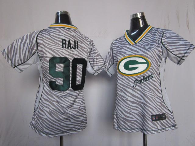 Cheap Women Nike Green Bay Packers #90 B.J. Raji Women's FEM FAN Zebra Nike NFL Jerseys