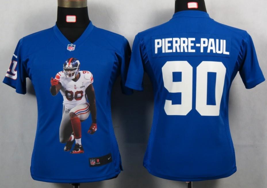 Cheap Women Nike New York Giants 90 Pierre-paul Blue Portrait Fashion Game Jerseys