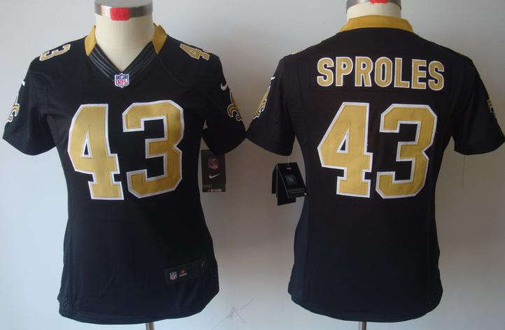 Cheap Women Nike New Orleans Saints #43 Darren Sproles Black Game LIMITED Nike NFL Jerseys