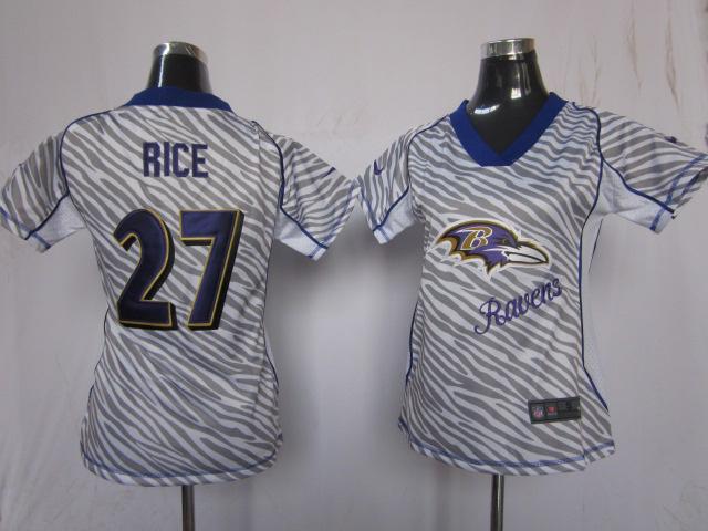 Cheap Women Nike Baltimore Ravens #27 Ray Rice Women's FEM FAN Zebra Nike NFL Jerseys