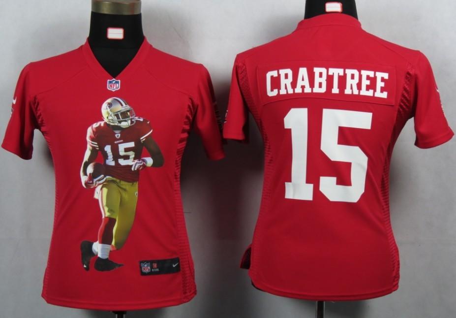 Cheap Women Nike San Francisco 49ers 15 Crabtree Red Portrait Fashion Game Jerseys