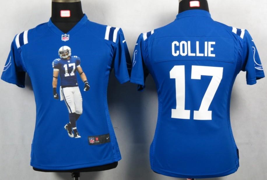 Cheap Women Nike Indianapolis Colts 17 Collie Blue Portrait Fashion Game Jerseys