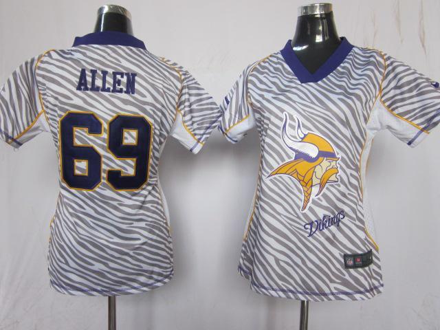 Cheap Women Nike Minnesota Vikings #69 Jared Allen Women's FEM FAN Zebra Nike NFL Jerseys