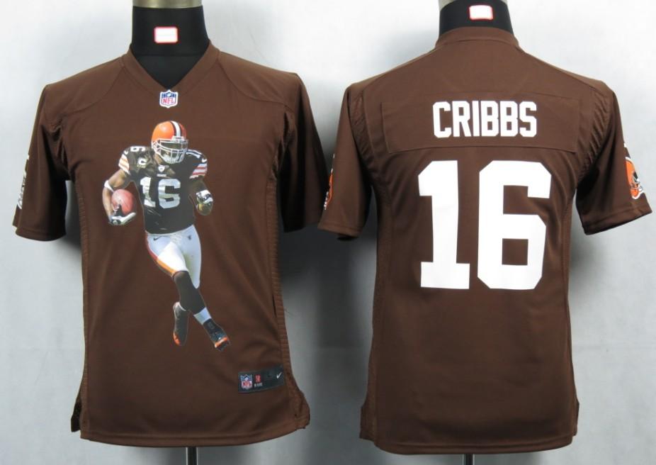 Kids Nike Cleveland Browns 16 Cribbs Brown Portrait Fashion Game Jerseys Cheap