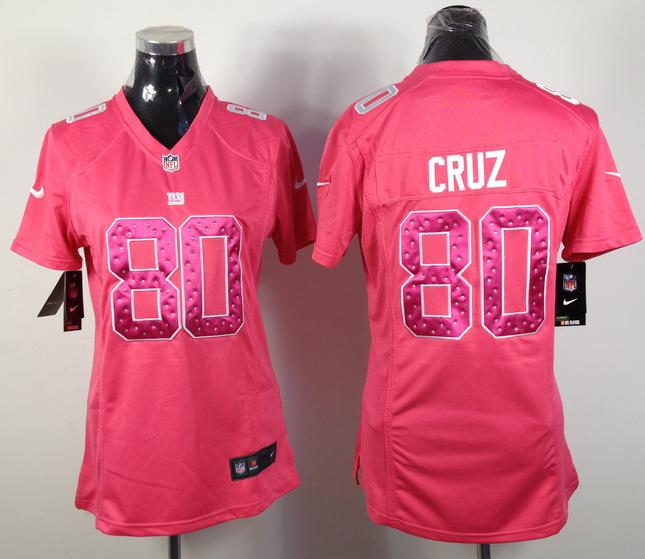 Cheap Women Nike New York Giants 80# Victor Cruz Pink NFL Jerseys