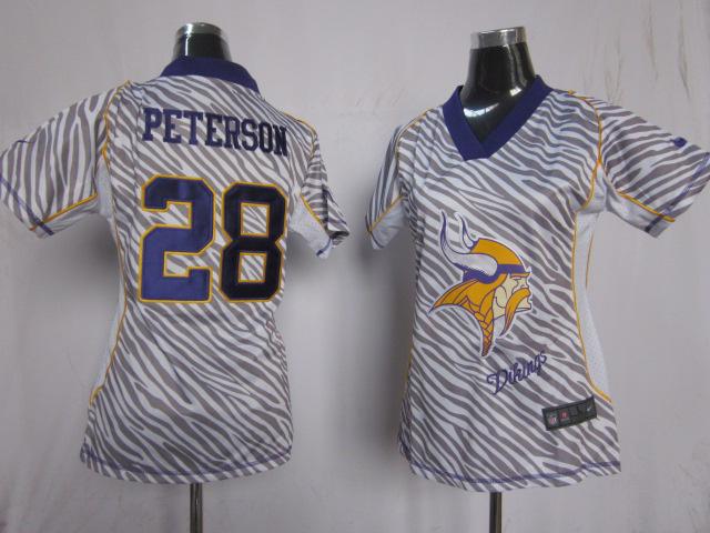Cheap Women Nike Minnesota Vikings 28# Adrian Peterson FEM FAN Zebra Nike NFL Jerseys
