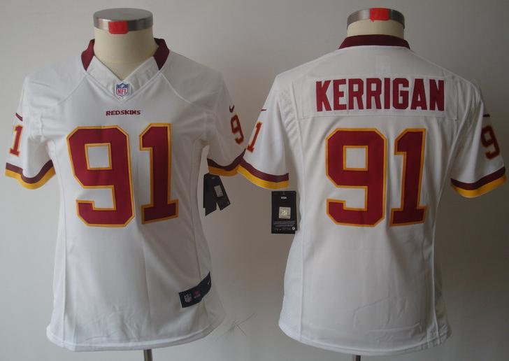 Cheap Women Nike Washington Redskins #91 Kerrigan White Game LIMITED NFL Jerseys