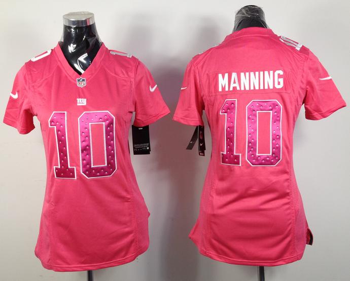 Cheap Women Nike New York Giants 10# Eli Manning Pink NFL Jerseys
