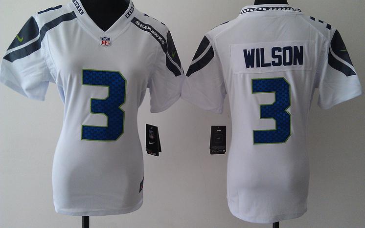 Cheap Women Nike Seattle Seahawks #3 Wilson White Nike NFL Jerseys