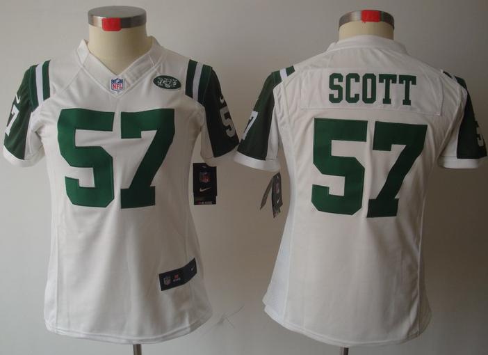 Cheap Women Nike New York Jets 57# Bart Scott White Game LIMITED NFL Jerseys
