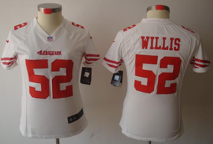 Cheap Women Nike San Francisco 49ers 52 Patrick Willis White Game LIMITED NFL Jerseys