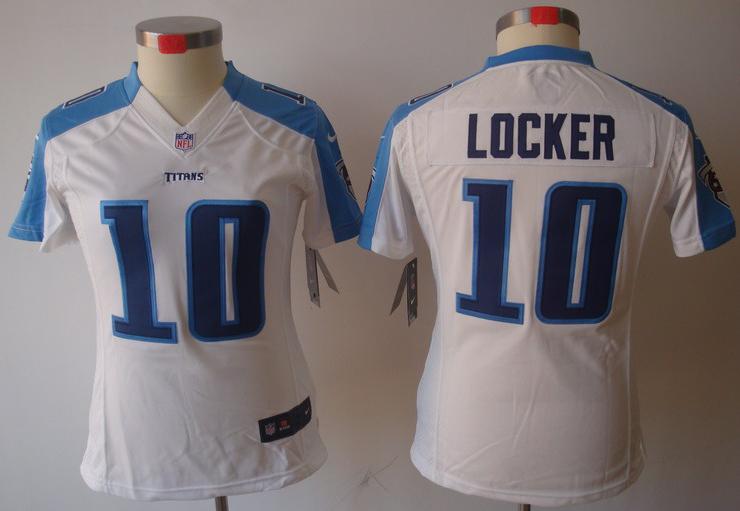 Cheap Women Nike Tennessee Titans 10# Jake Locker White Game LIMITED NFL Jerseys