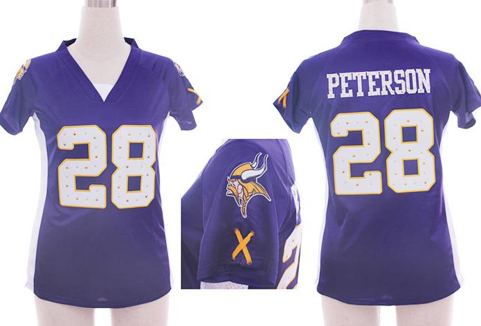 Cheap Women Nike Minnesota Vikings 28# Adrian Peterson Purple Womens Draft Him II Top Jerseys