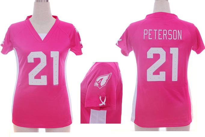 Cheap Women Nike Arizona Cardinals 21# Patrick Peterson Pink Womens Draft Him II Top Jerseys