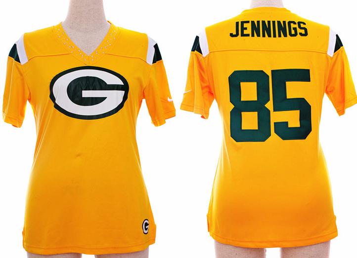 Cheap Women Nike Green Bay Packers #85 Greg Jennings Yellow FEM FAN Field Flirt Fashion Jersey