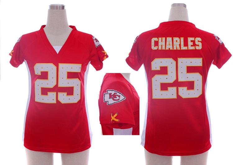 Cheap Women Nike Kansas City Chiefs 25# Jamaal Charles Red Womens Draft Him II Top Jerseys