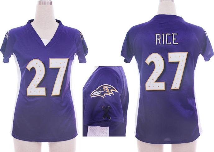 Cheap Women Nike Baltimore Ravens #27 Ray Rice Purple Womens Draft Him II Top Jerseys