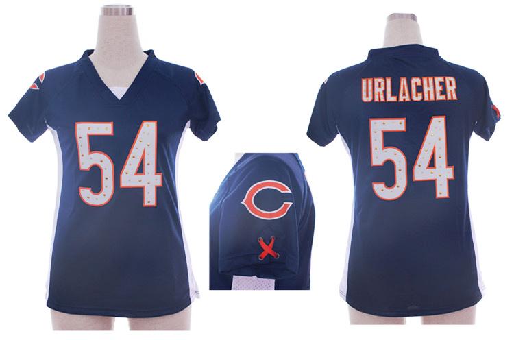 Cheap Women Nike Chicago Bears 54 Brian Urlacher Blue Womens Draft Him II Top Jerseys