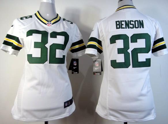 Cheap Women Nike Green Bay Packers #32 Cedric Benson White NFL Jerseys