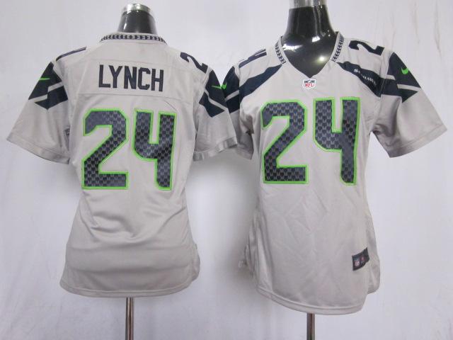 Cheap Women Nike Seattle Seahawks 24# Marshawn Lynch Grey NFL Jerseys