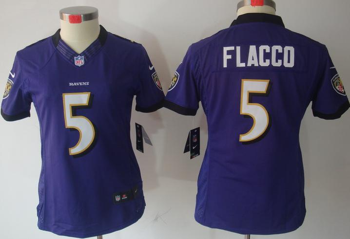 Cheap Women Nike Baltimore Ravens #5 Joe Flacco Purple Game LIMITED NFL Jerseys