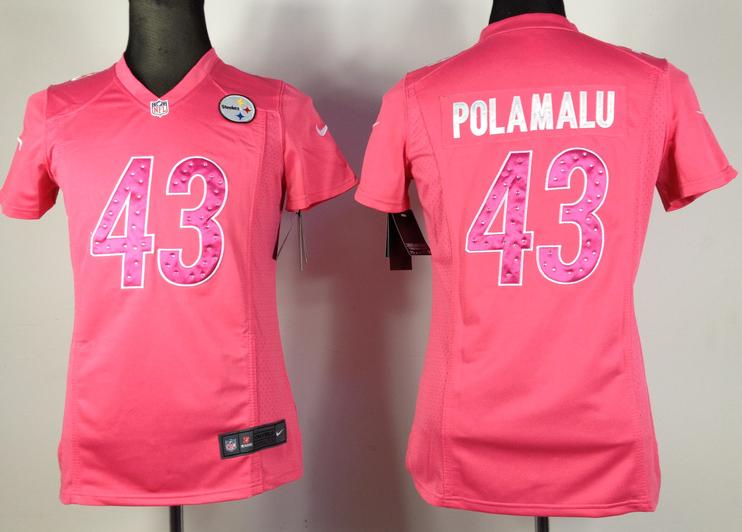 Cheap Women Nike Pittsburgh Steelers #43 Troy Polamalu Pink NFL Jerseys