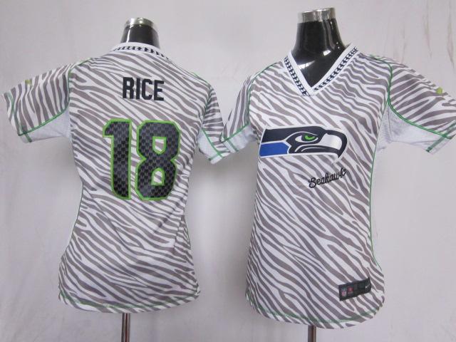 Cheap Women Nike Seattle Seahawks 18# Sidney Rice FEM FAN Zebra Nike NFL Jerseys