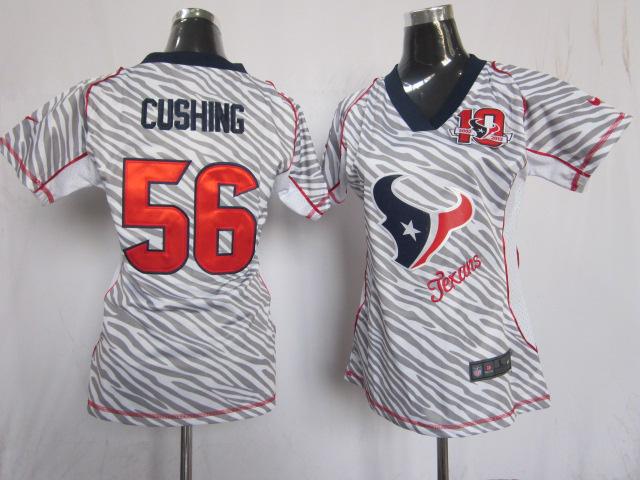 Cheap Women Nike Houston Texans 56 Brian Cushing FEM FAN Zebra Nike NFL Jerseys