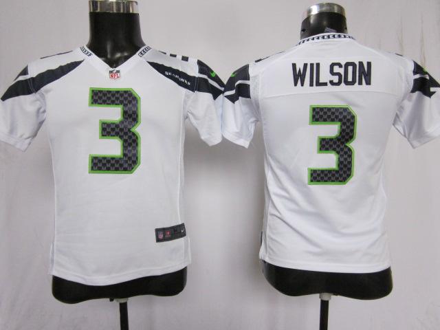 Kids Nike Seattle Seahawks #3 Wilson White Nike NFL Jerseys Cheap