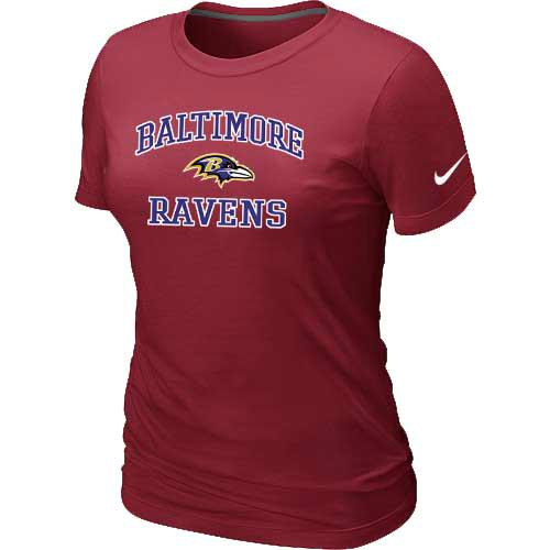 Cheap Women Baltimore Ravens Heart & Soul Red T-Shirt
